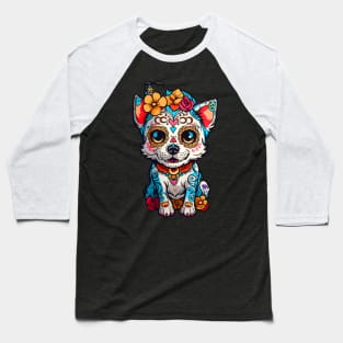 Dog Sugar Skull Halloween Baseball T-Shirt
